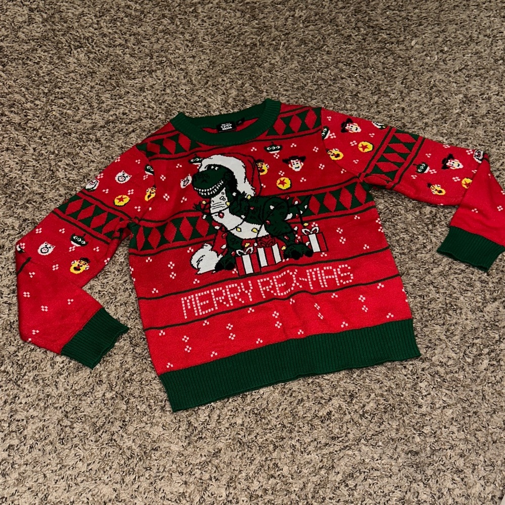 Disney Pixar Toy Story Kids Festive Red and Green Christmas Sweater - Picture 1 of 6
